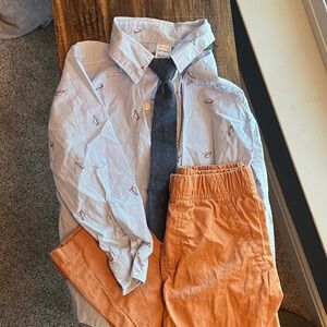 Carters Collared Long Sleeve Chino and Tie at Set